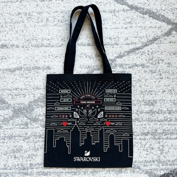 Swarovski New York Skyline Black Canvas Tote Shoulder Bag Limited Edition - Picture 5 of 5